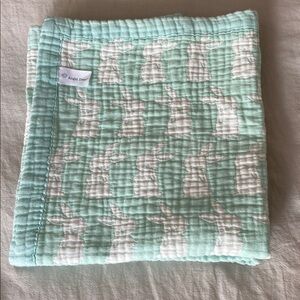 Angel Dear Mint Bunny Jacquard Muslin Stroller Blanket